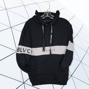 BLVCK Men's Paris Bold Stripe Hoodie Size XS Terry Cotton